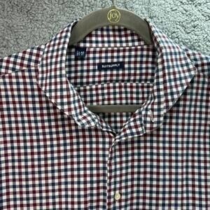 Suit Supply Men's 43 / 17 100% Cotton Plaid Red White Blue Button Up Shirt Work